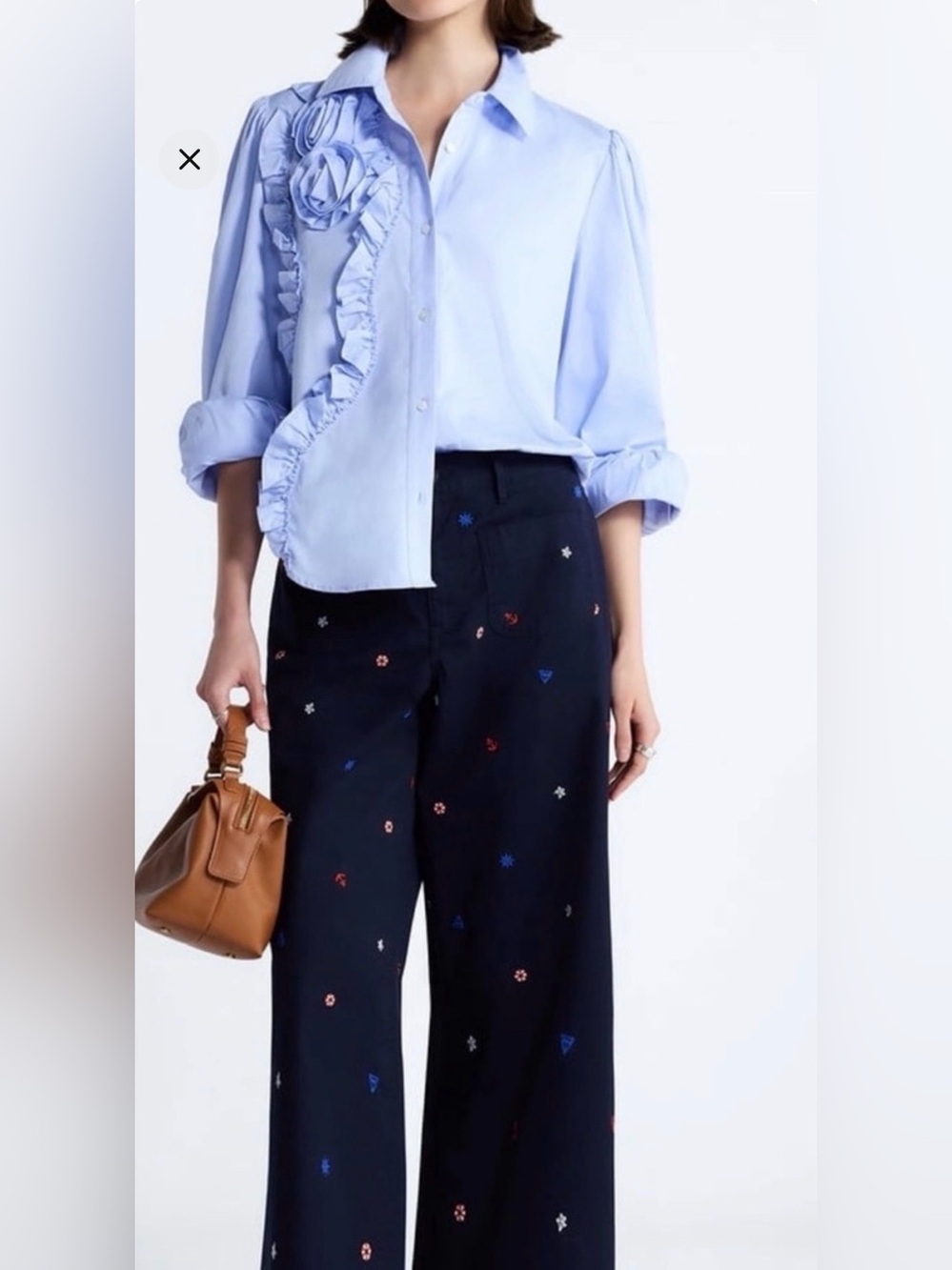 NWT Embroidered cropped patch pocket pants - Medium
